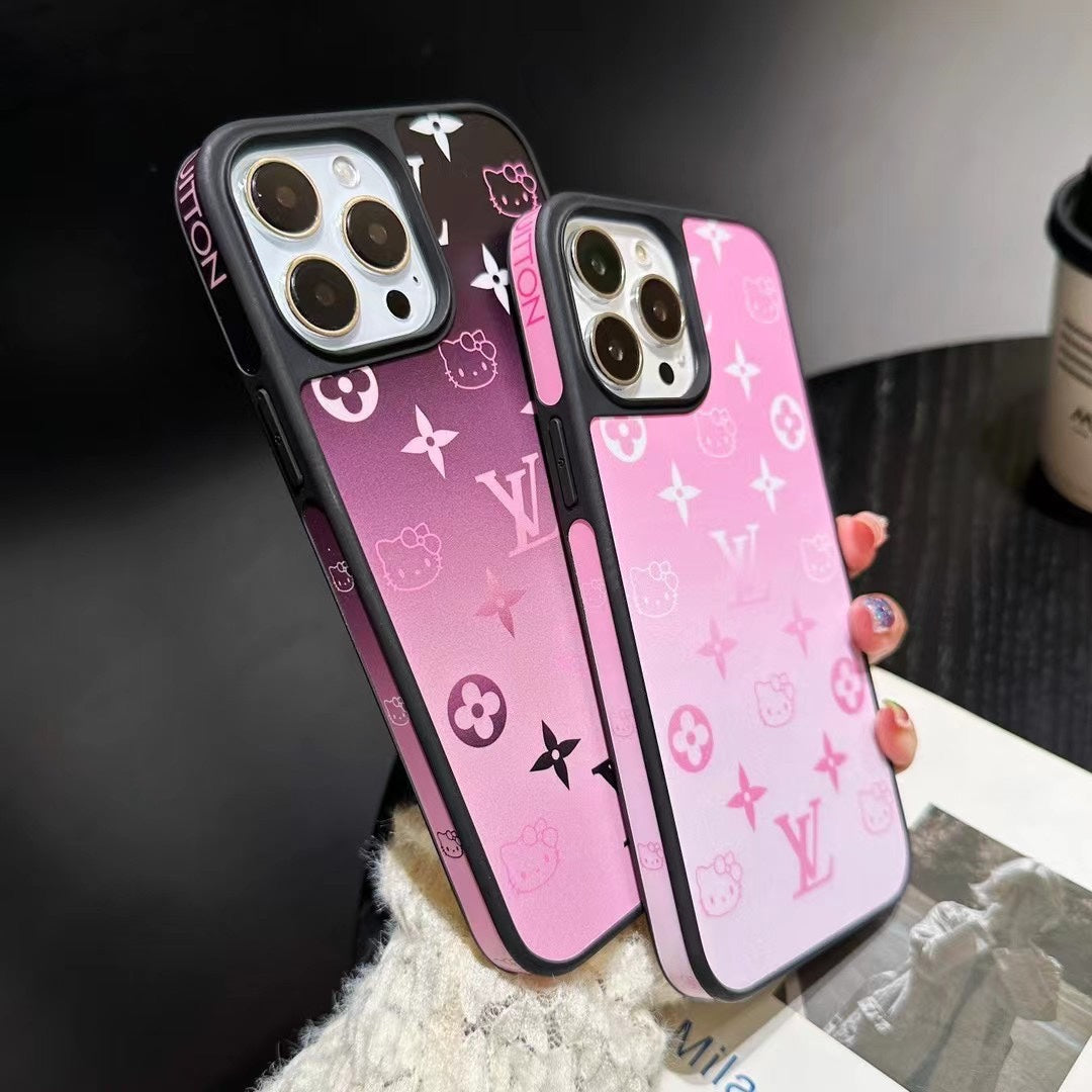 Cute Gradient Color Cartoon Cat Embossed Case