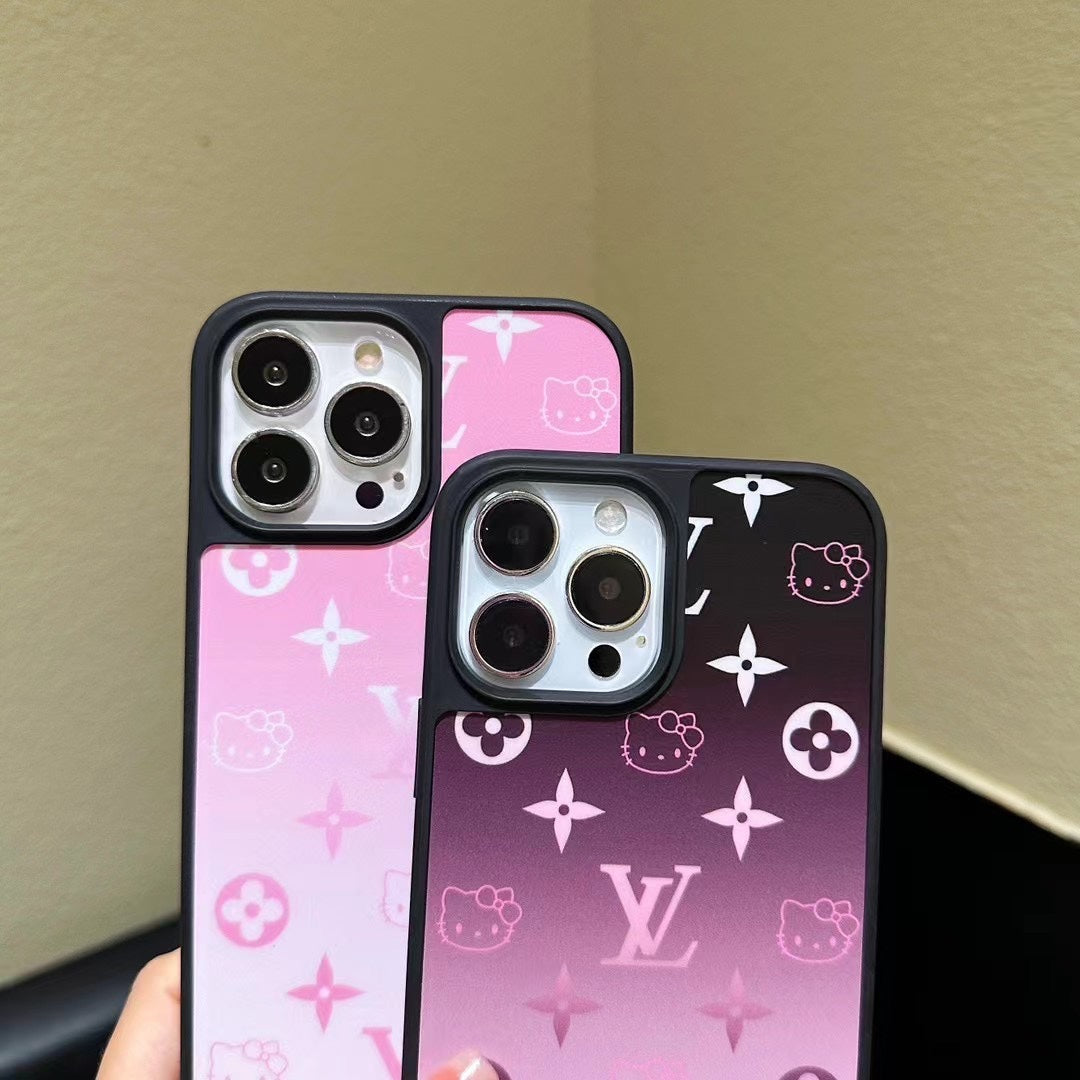 Cute Gradient Color Cartoon Cat Embossed Case