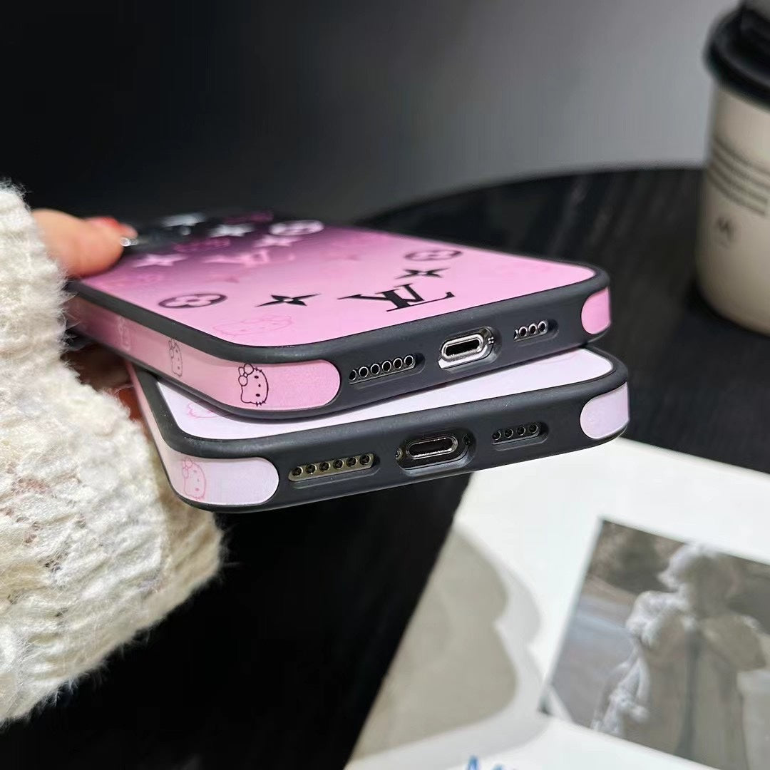 Cute Gradient Color Cartoon Cat Embossed Case