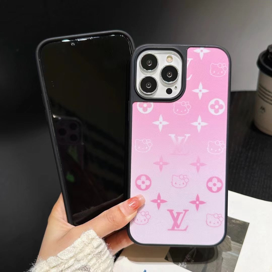 Cute Gradient Color Cartoon Cat Embossed Case
