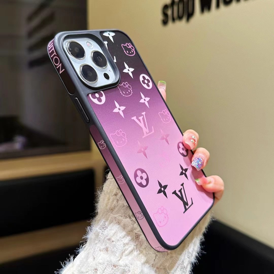 Cute Gradient Color Cartoon Cat Embossed Case
