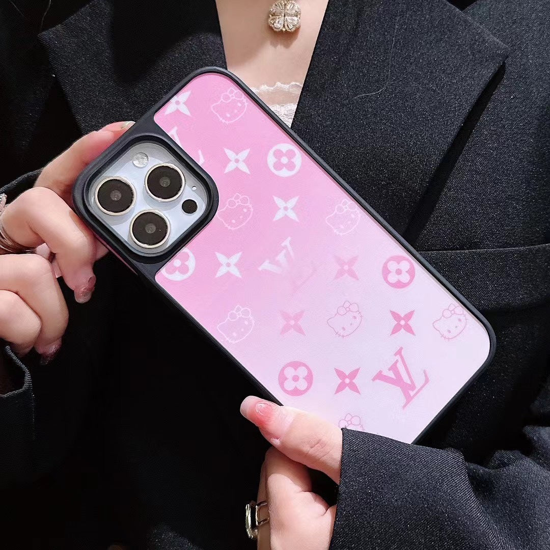 Cute Gradient Color Cartoon Cat Embossed Case