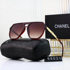 Fashion Letter Logo Large Frame Metal Sunglasses