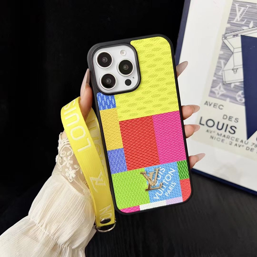 Colorful Printed Leather Hand Strap Case