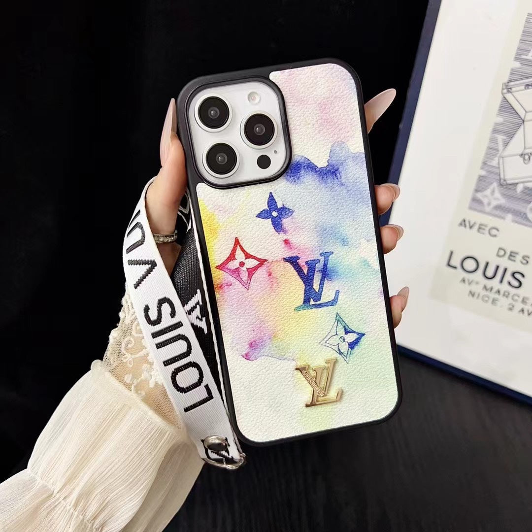Colorful Printed Leather Hand Strap Case