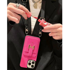 Luxury Leather Metal H Card Slot Crossbody Case