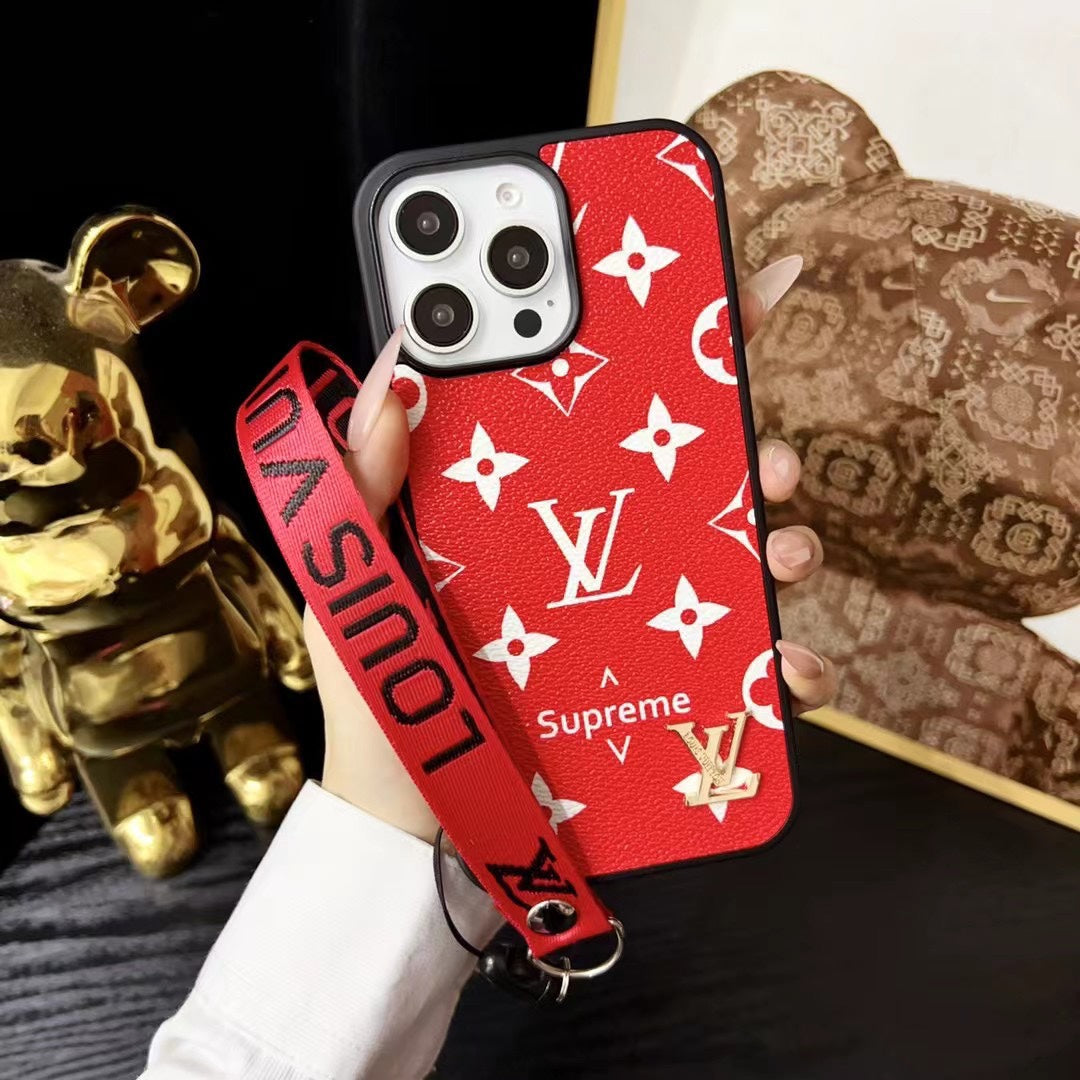 Fashion Embossed Leather Hand Strap Case