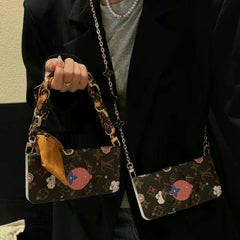 Cute Doll Leather Card Holder Lanyard Case