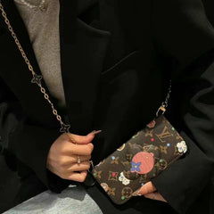 Cute Doll Leather Card Holder Lanyard Case