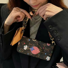 Cute Doll Leather Card Holder Lanyard Case