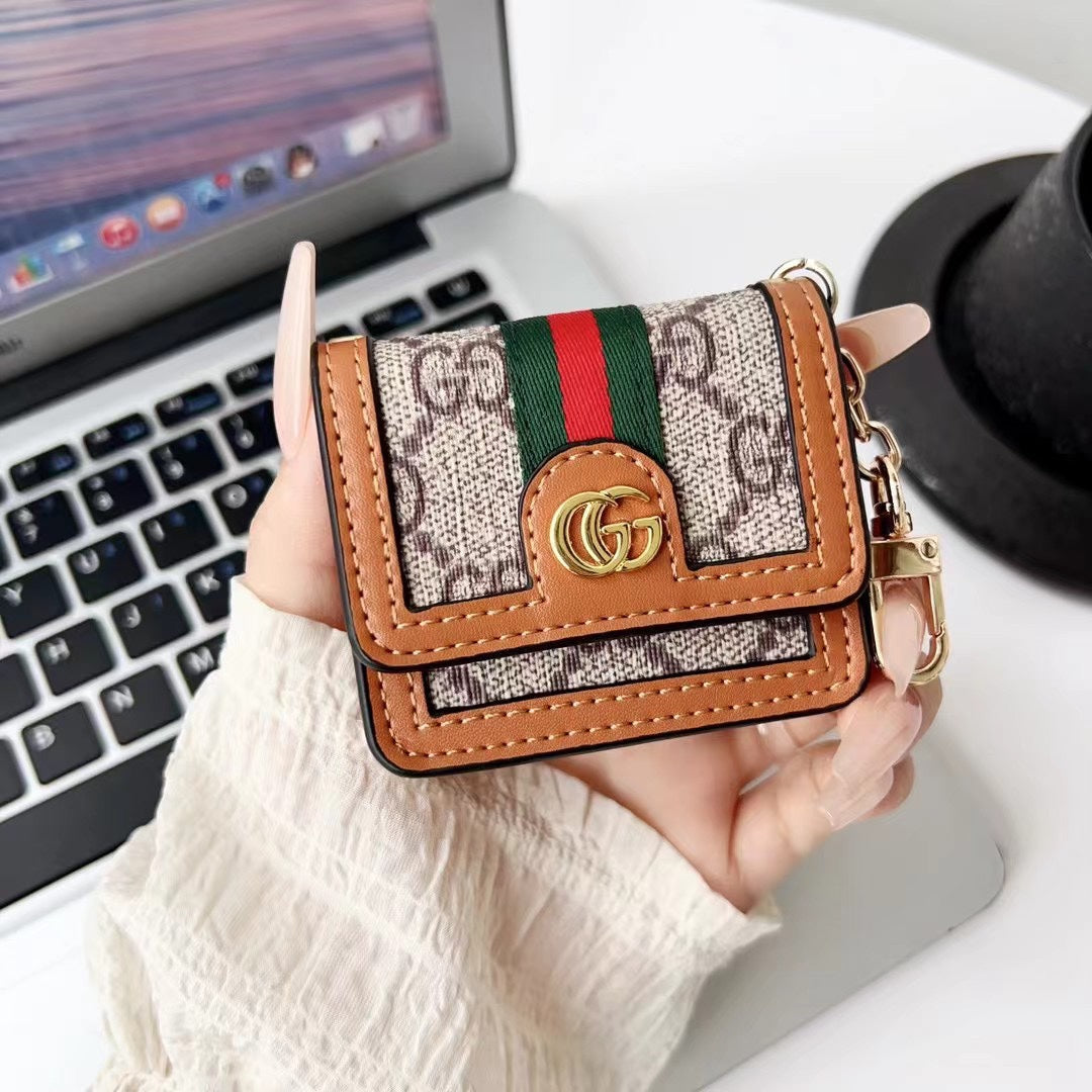 Vintage Leather Canvas Embossed Earphone Case