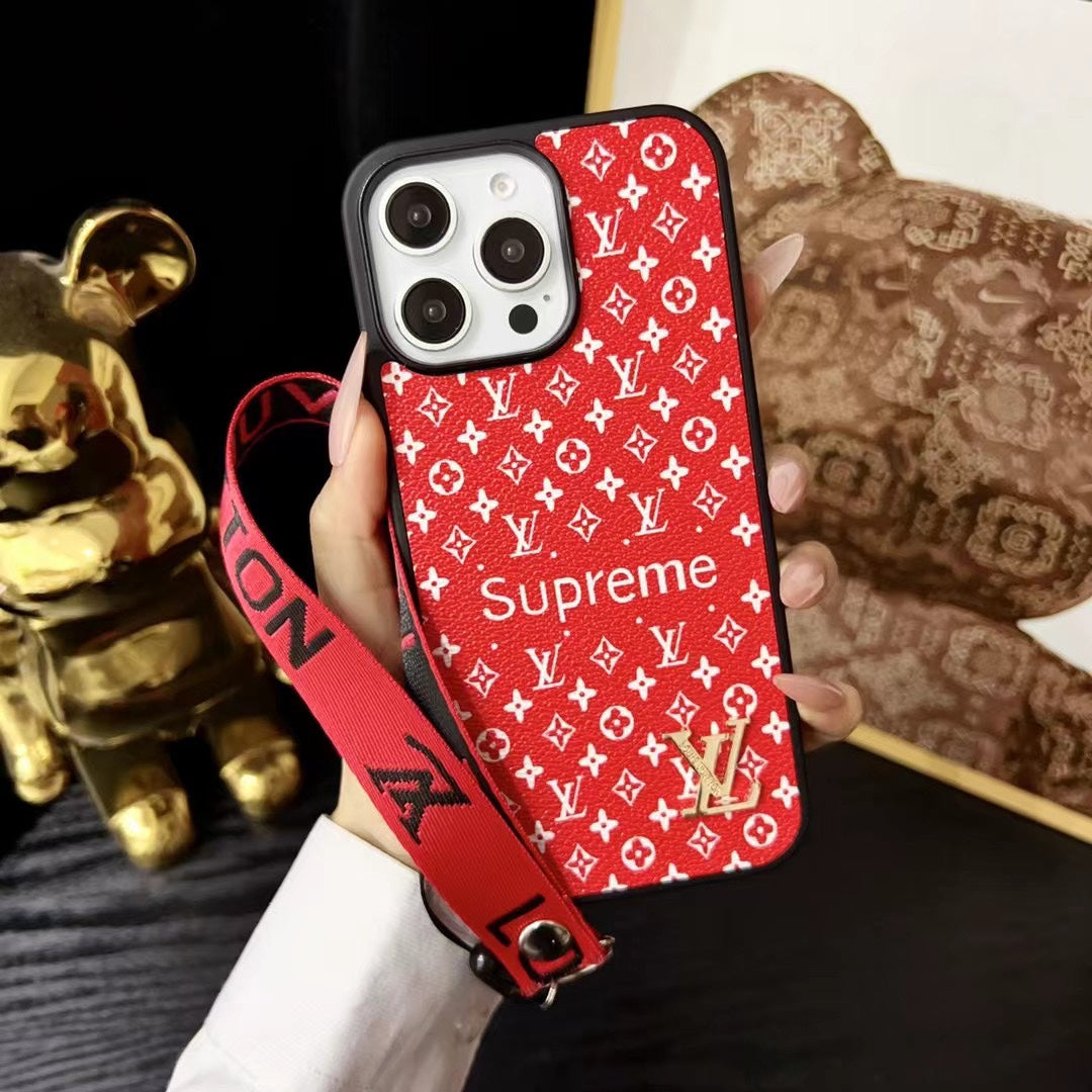 Fashion Embossed Leather Hand Strap Case