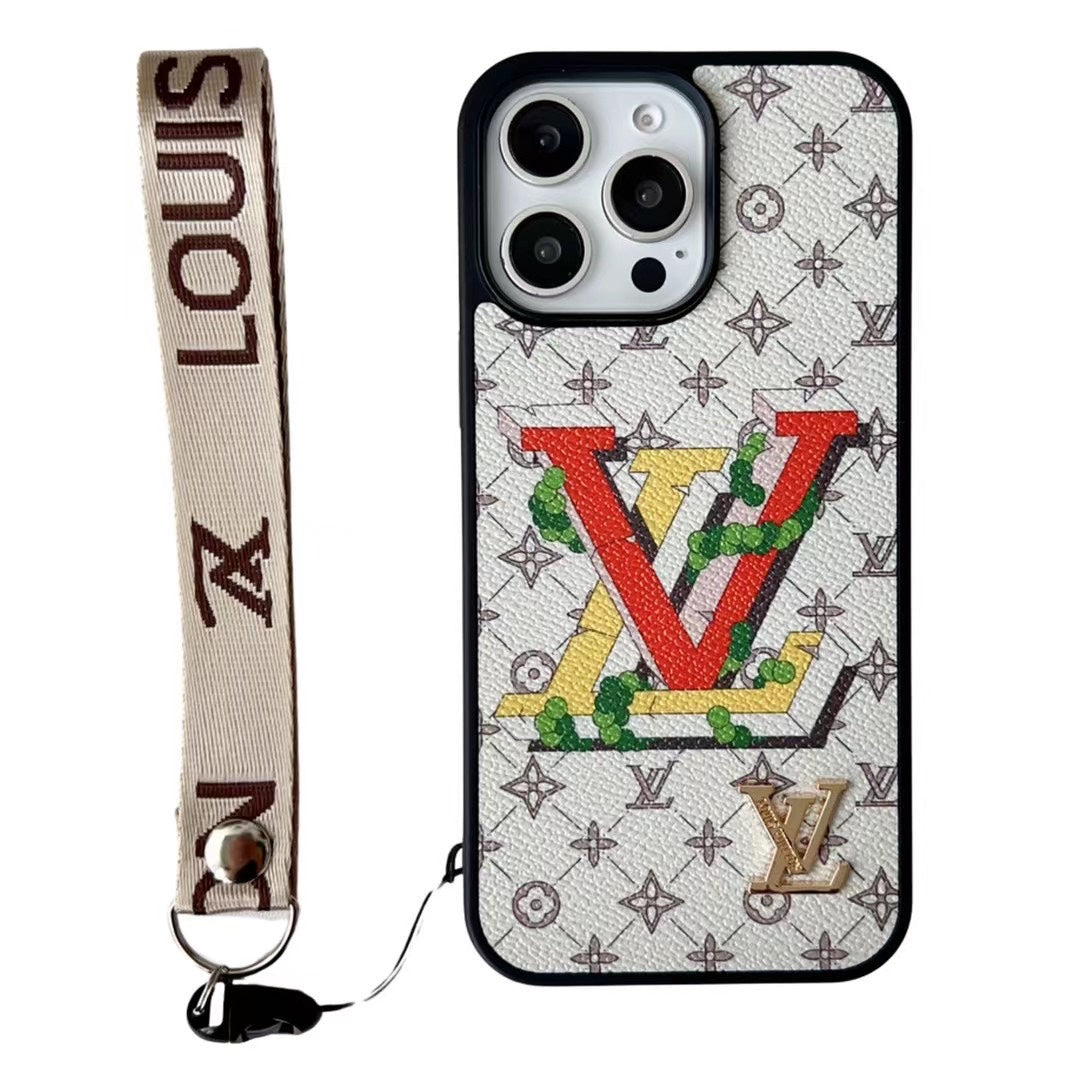 Fashion Embossed Leather Hand Strap Case