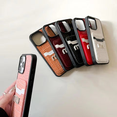 Diamond Logo Crocodile Pattern Card Slots Case