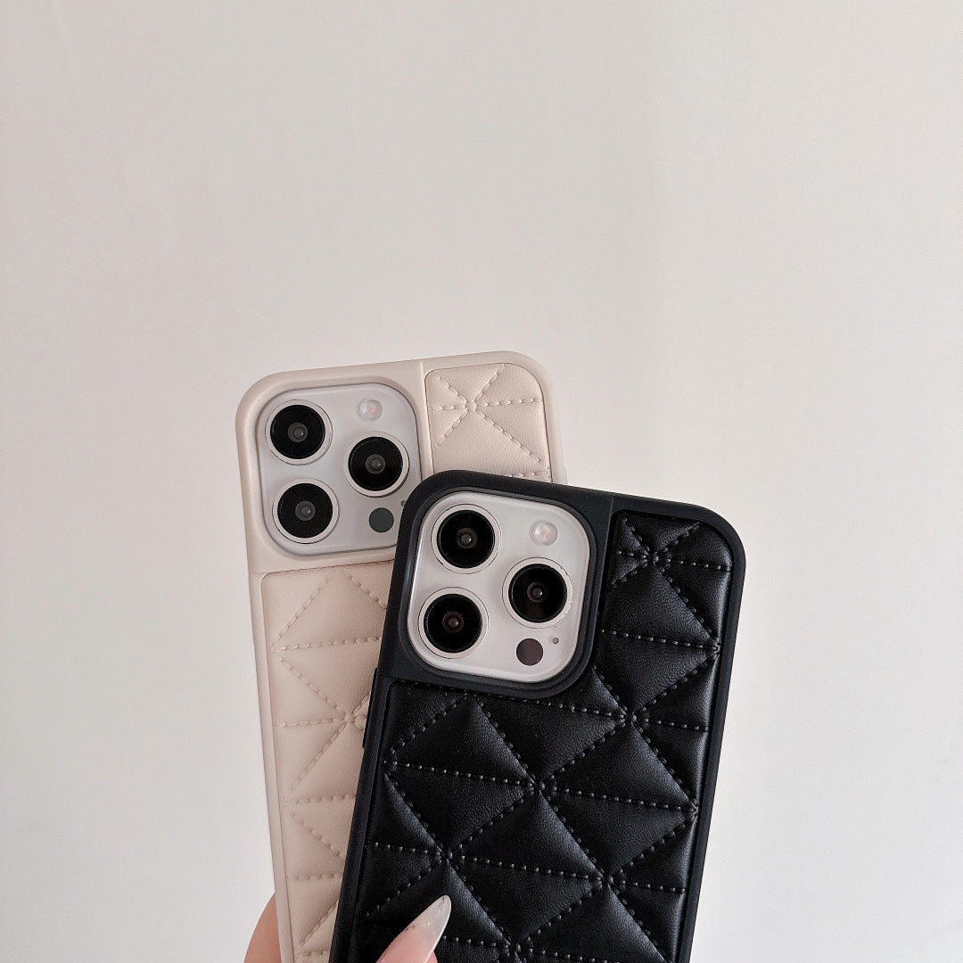 Trendy Triangle Logo Embossed Leather Case