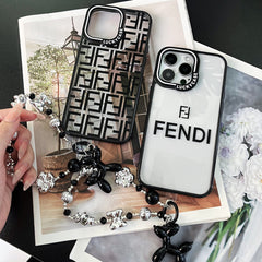 Full F Embossed Silver Bead Bracelet Case