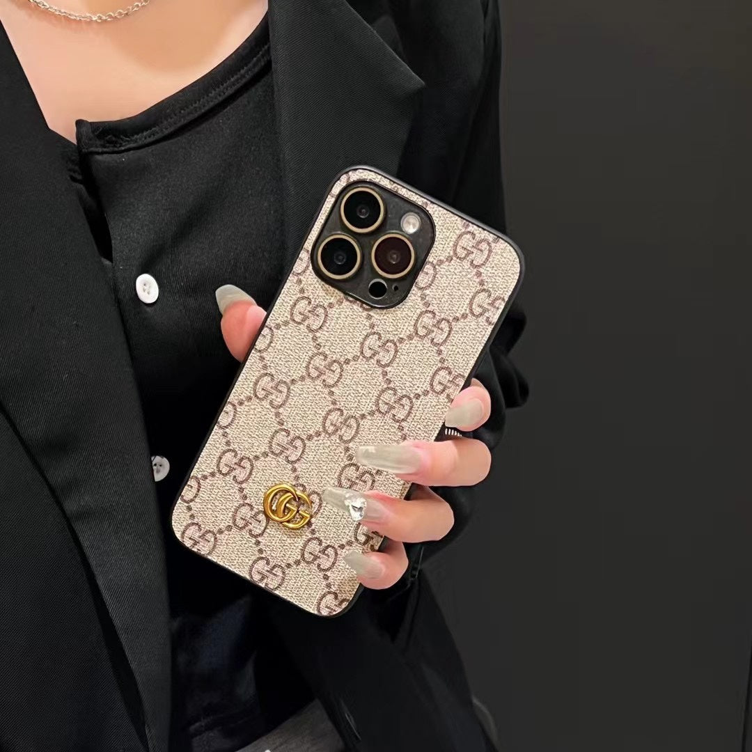 Fashion Leather Golden Logo All-Inclusive Case