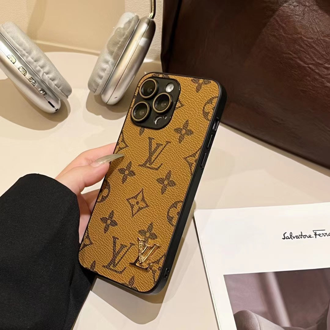 Fashion Leather Golden Logo All-Inclusive Case
