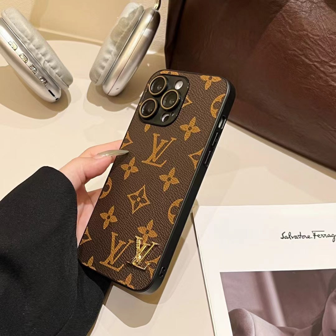 Fashion Leather Golden Logo All-Inclusive Case