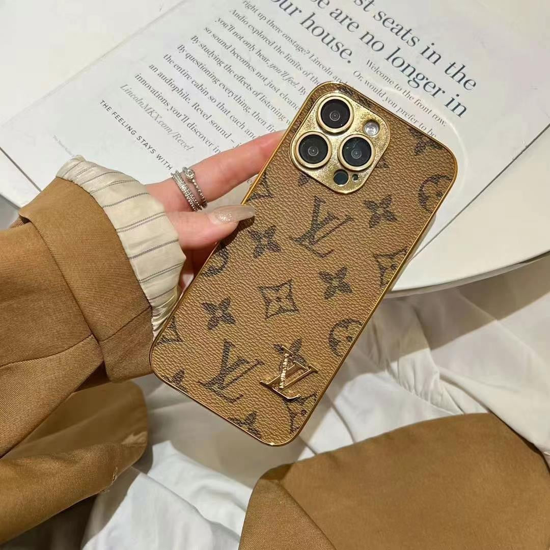 Classic Electroplated Leather Metal Logo Case