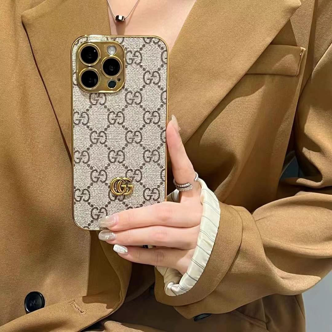 Classic Electroplated Leather Metal Logo Case