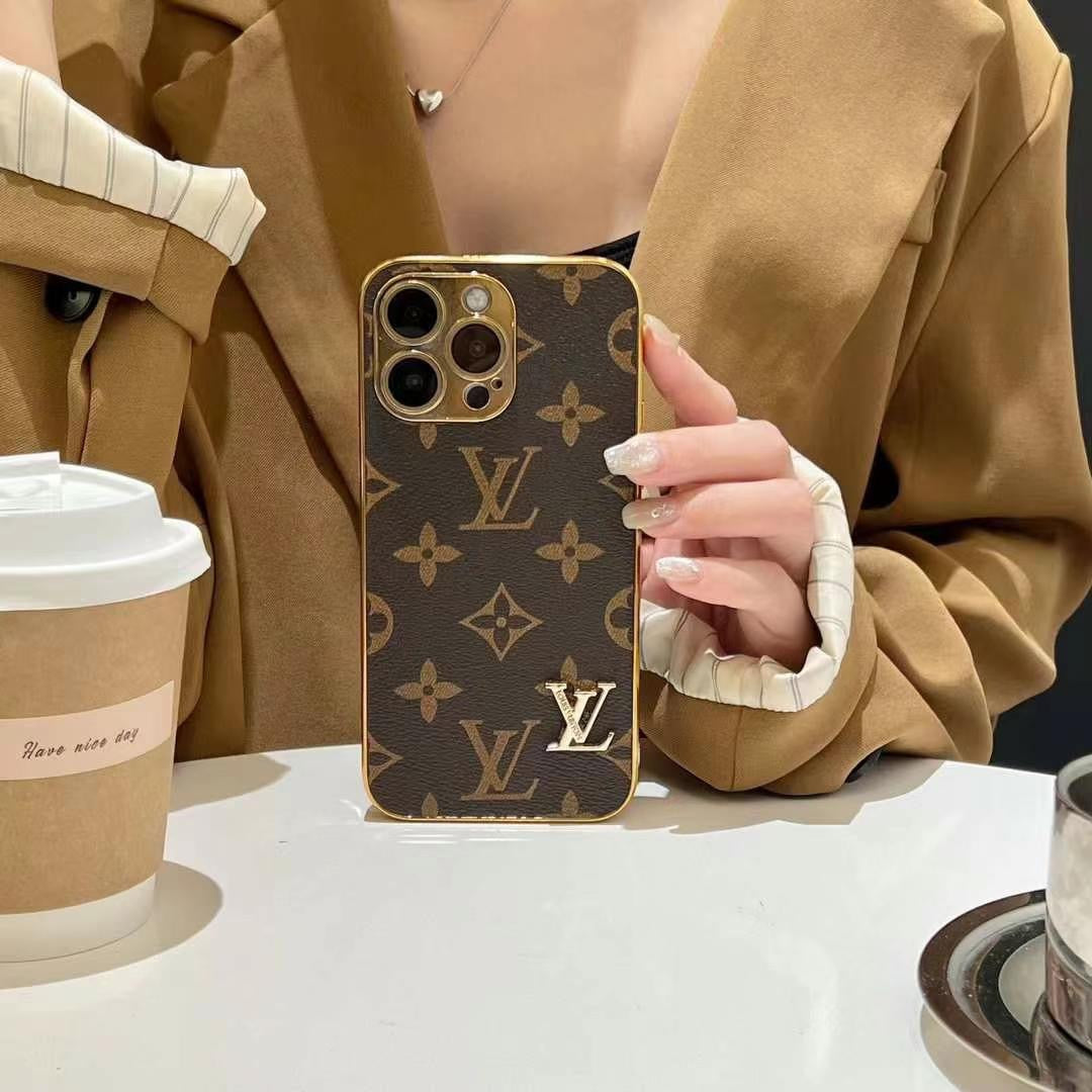 Classic Electroplated Leather Metal Logo Case