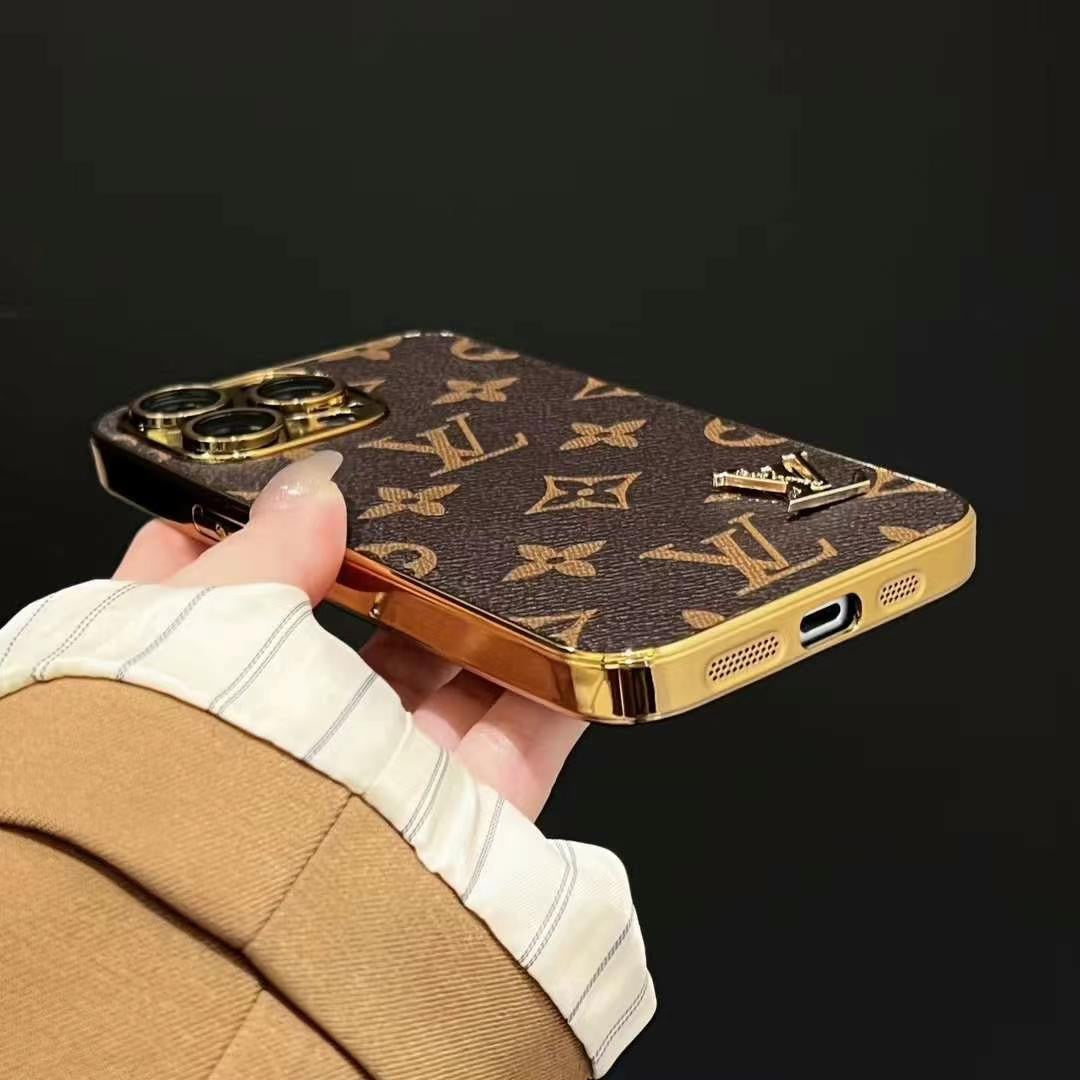 Classic Electroplated Leather Metal Logo Case
