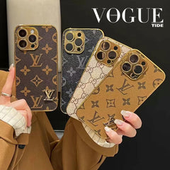 Classic Electroplated Leather Metal Logo Case