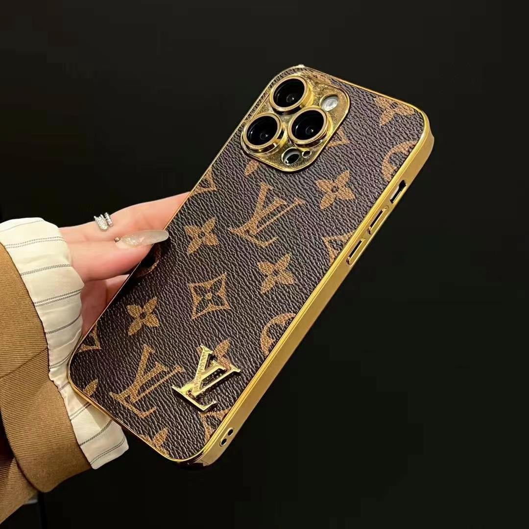 Classic Electroplated Leather Metal Logo Case