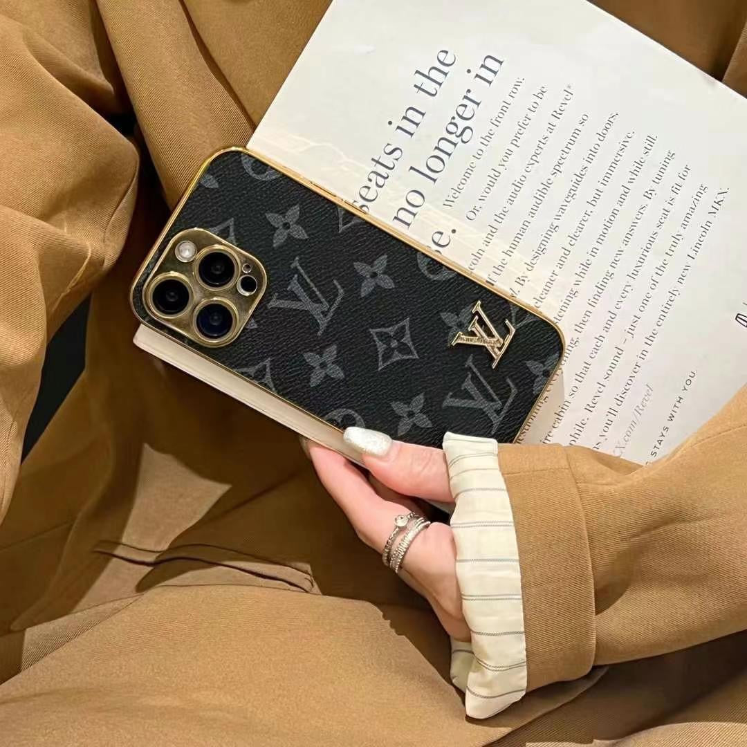 Classic Electroplated Leather Metal Logo Case
