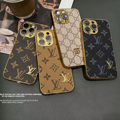 Classic Electroplated Leather Metal Logo Case