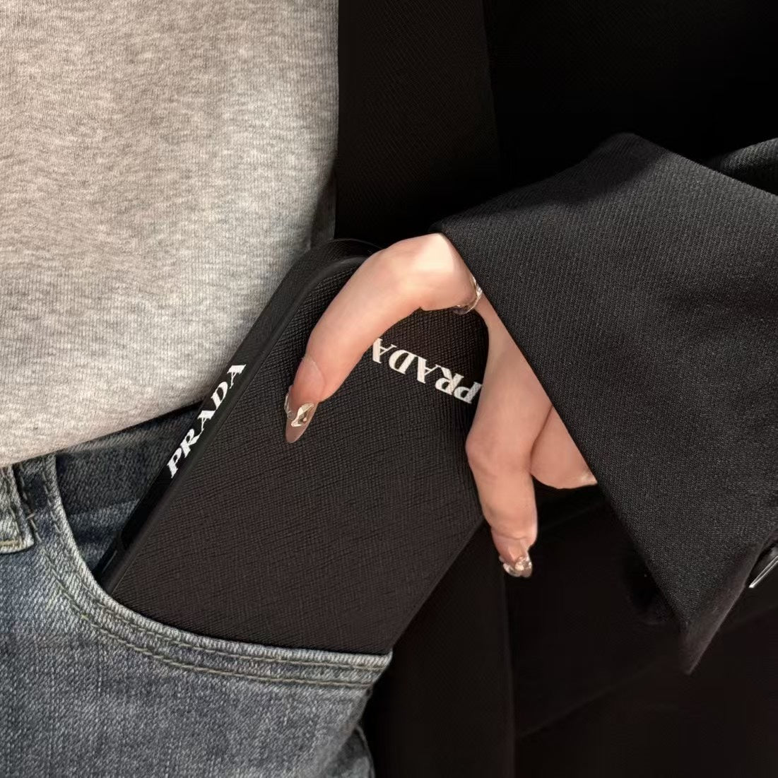 Fashionable Triangle Label Leather Case