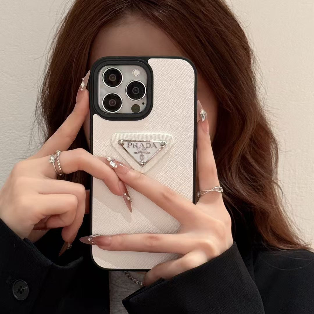 Fashionable Triangle Label Leather Case