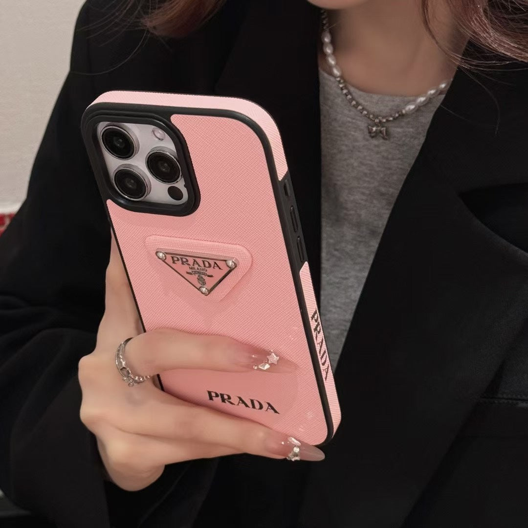 Fashionable Triangle Label Leather Case