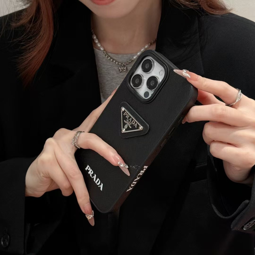 Fashionable Triangle Label Leather Case
