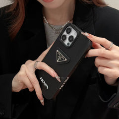 Fashionable Triangle Label Leather Case