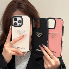 Fashionable Triangle Label Leather Case