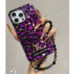 Shiny Purple Gold Leopard Print Laser Bracelet Case
