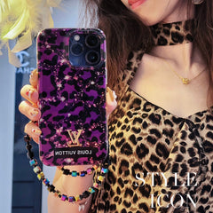 Shiny Purple Gold Leopard Print Laser Bracelet Case