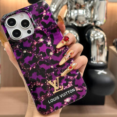 Shiny Purple Gold Leopard Print Laser Bracelet Case