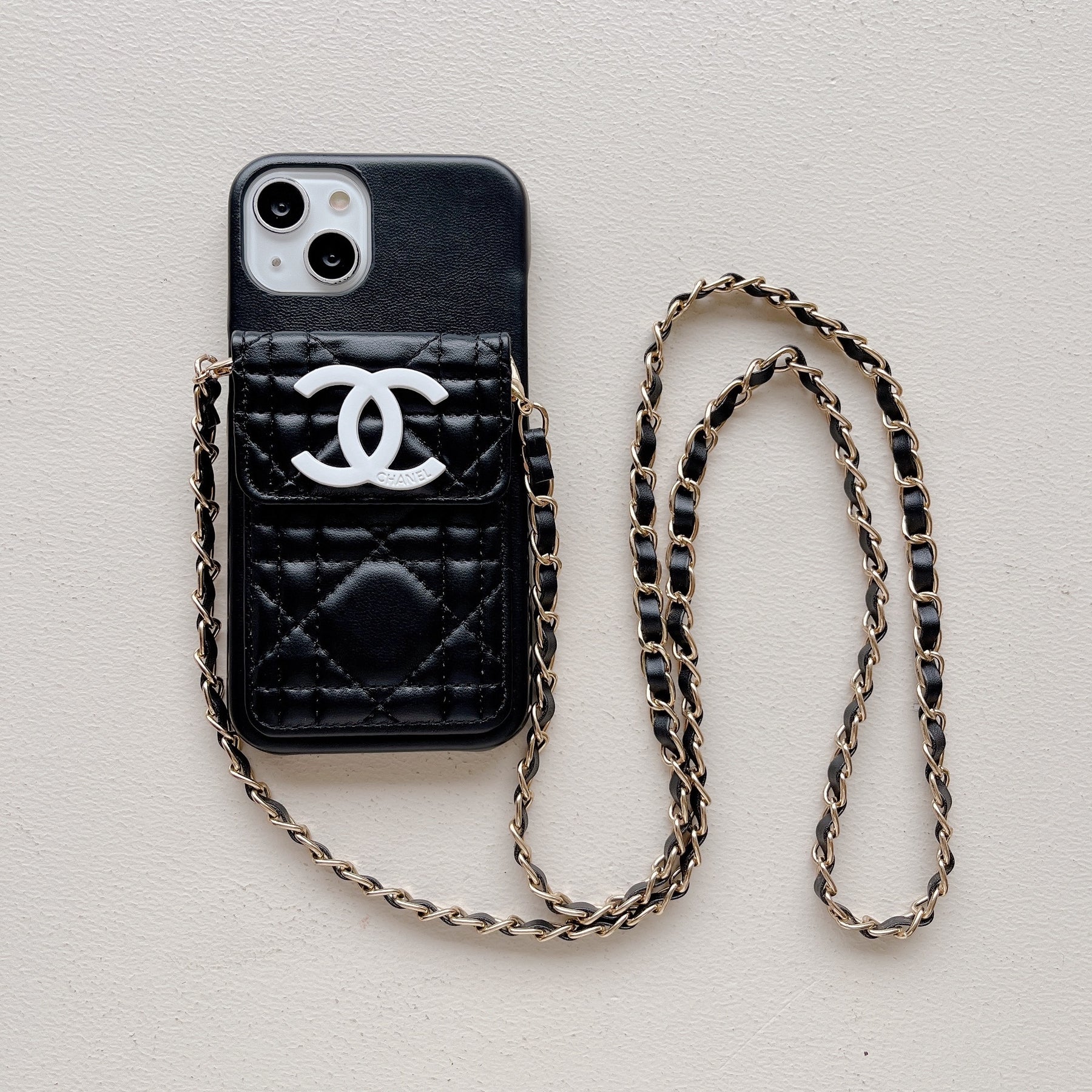 Elegant Leather Chain Lanyard Case