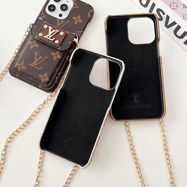 Monogram Embossed Leather Chain Case