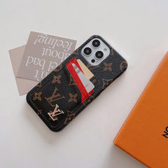 Metal Logo Leather Card Holder Case