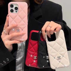 Fashion Leather Card Holder Diamond Case