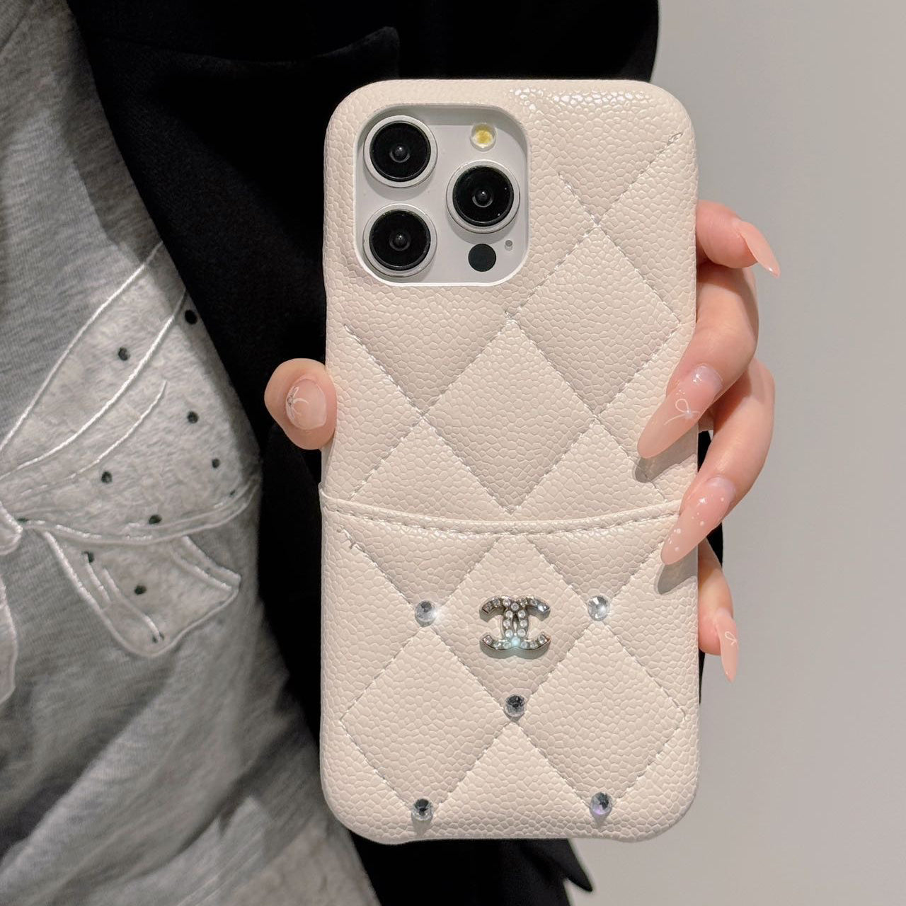 Fashion Leather Card Holder Diamond Case