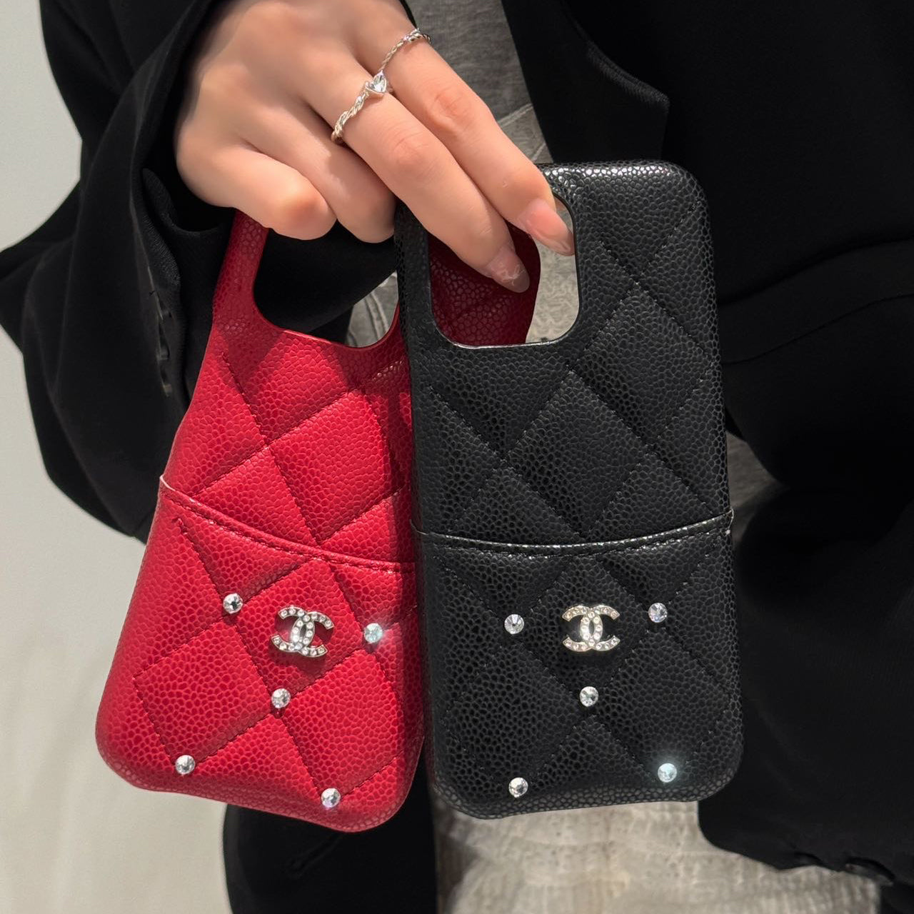 Fashion Leather Card Holder Diamond Case
