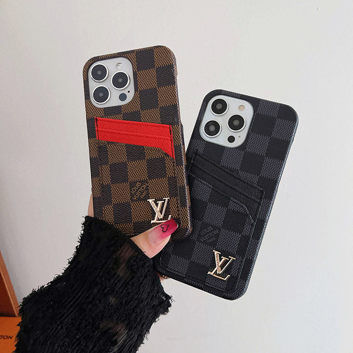 Metal Logo Leather Card Holder Case