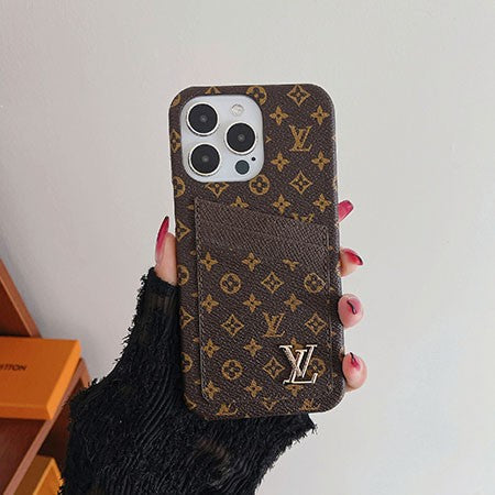 Metal Logo Leather Card Holder Case