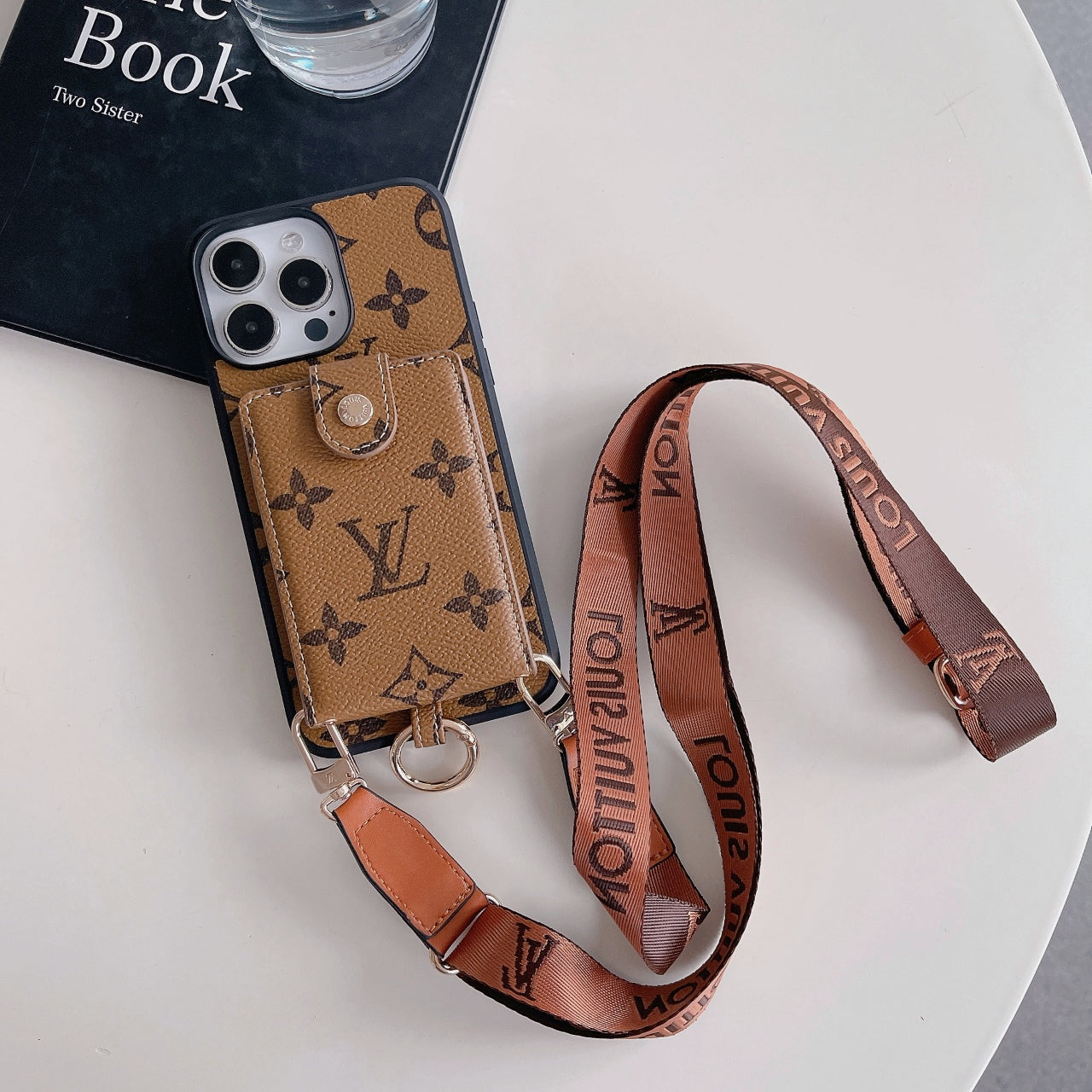 Classic Print Leather Card Crossbody Case