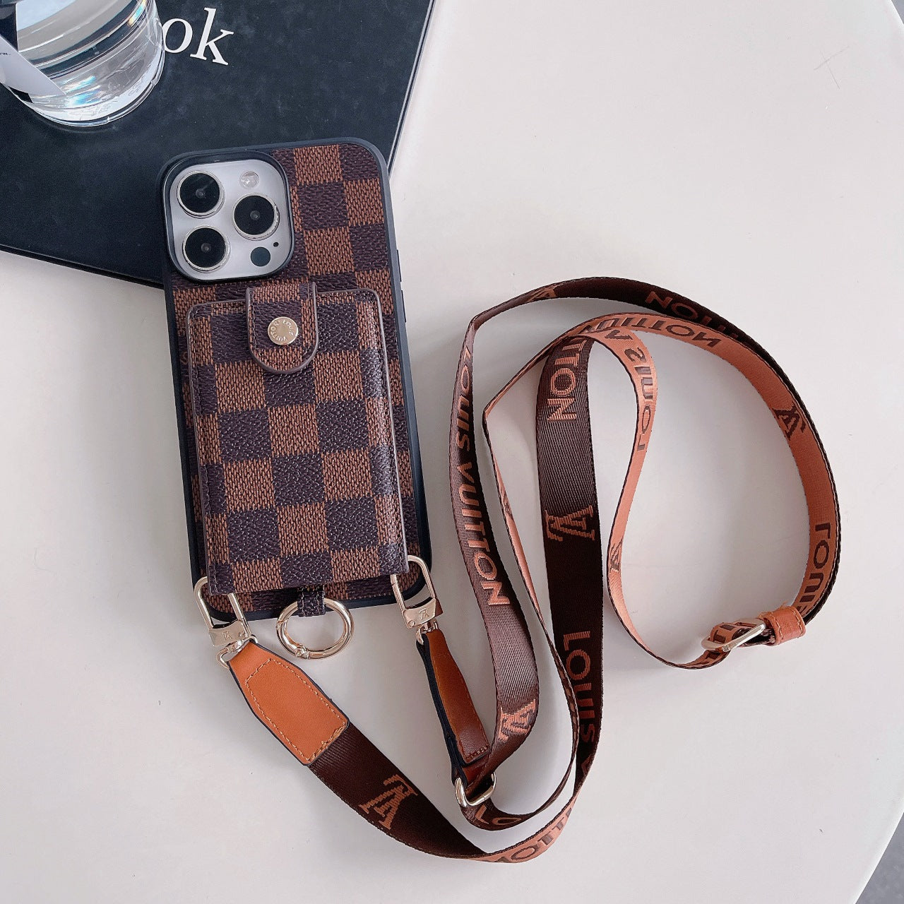 Classic Print Leather Card Crossbody Case